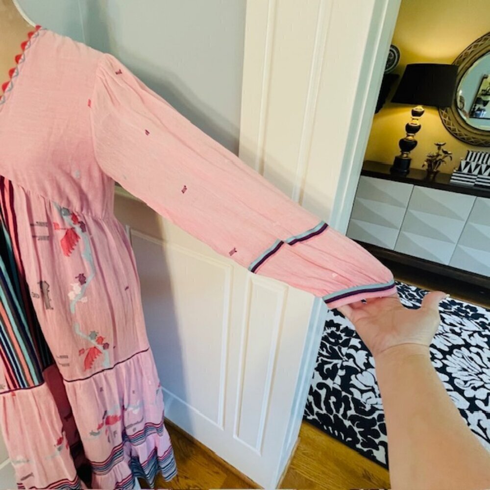 Anthropologie's Conditions Apply Hand Woven 100% Cotton Boho Maxi Dress Small - Picture 9 of 12